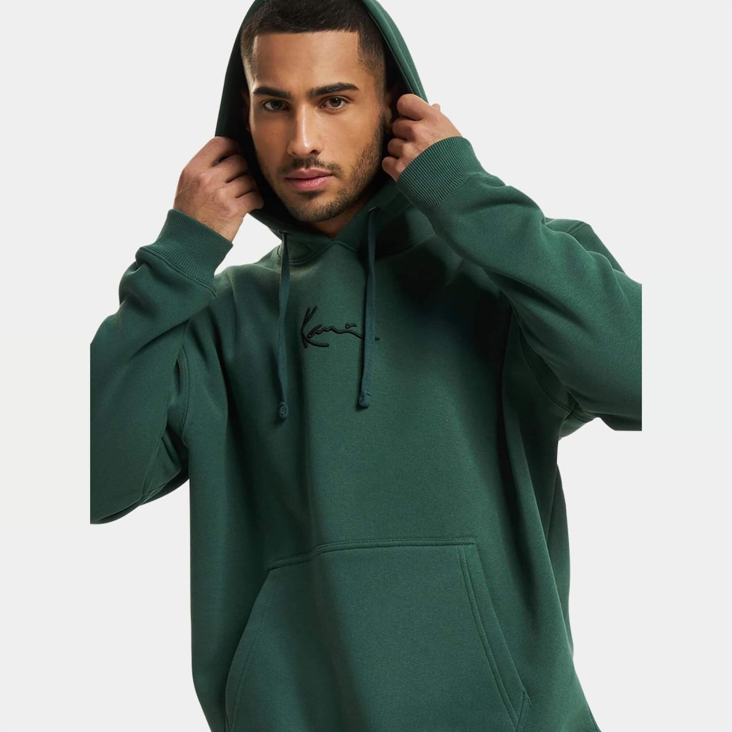 Mikina s kapucňou Karl Kani Curved Logo zelená