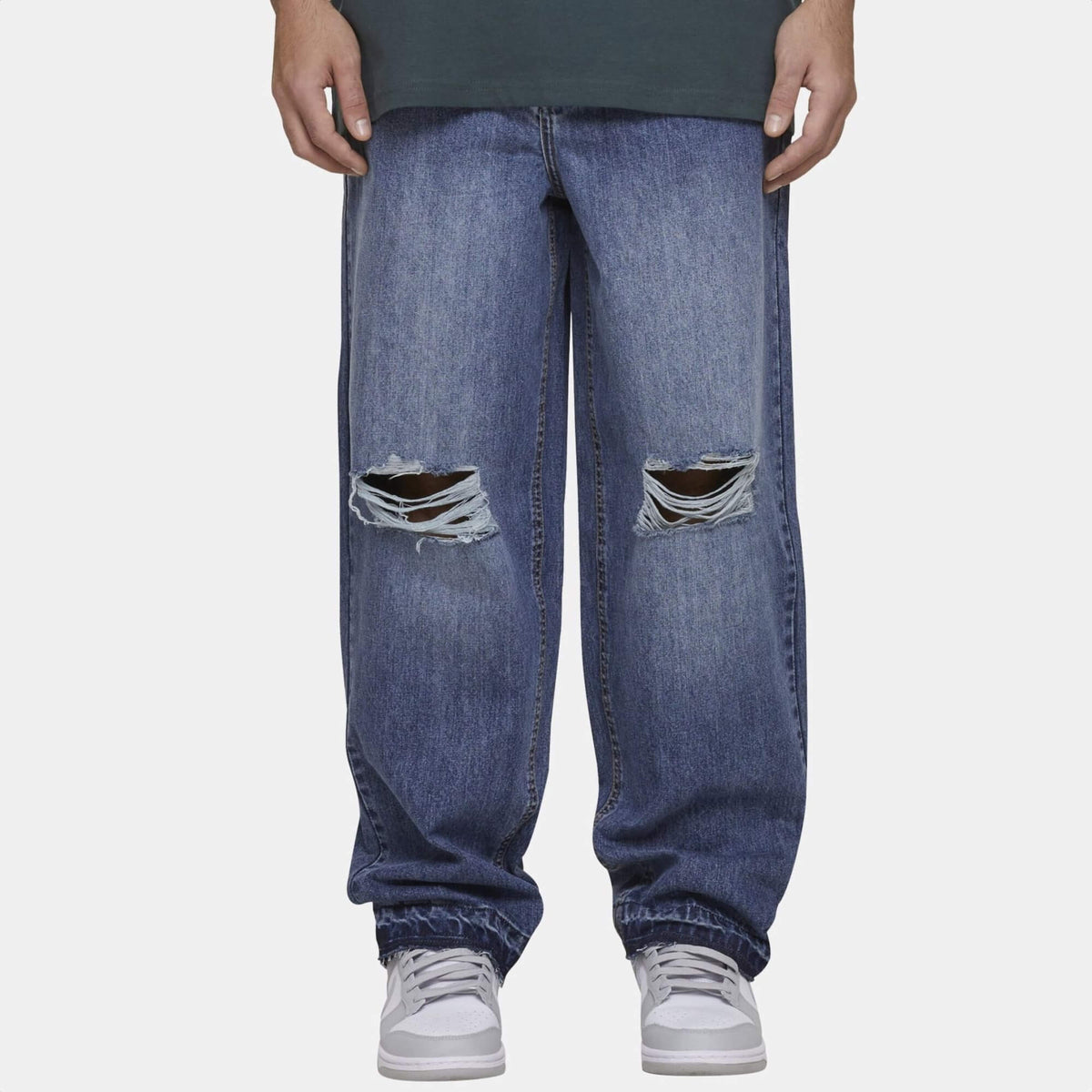 Džínsy MJ Gonzales Stylish Oversize so zipsom modré