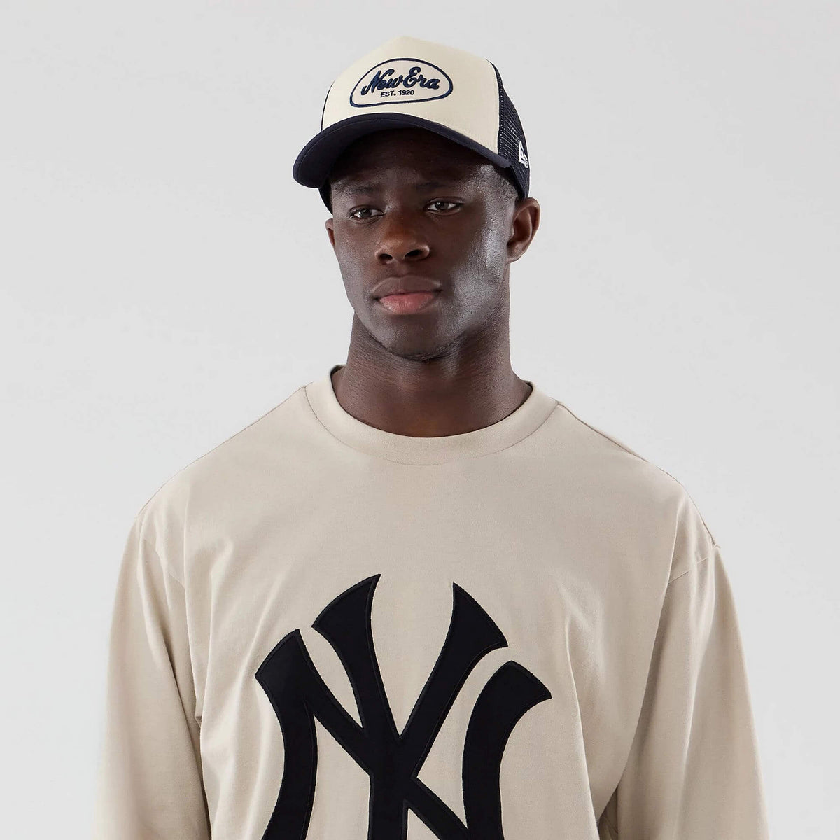 Tričko NEW ERA New York Yankees MLB Light Beige Oversized Long Sleeve T-Shirt béžové