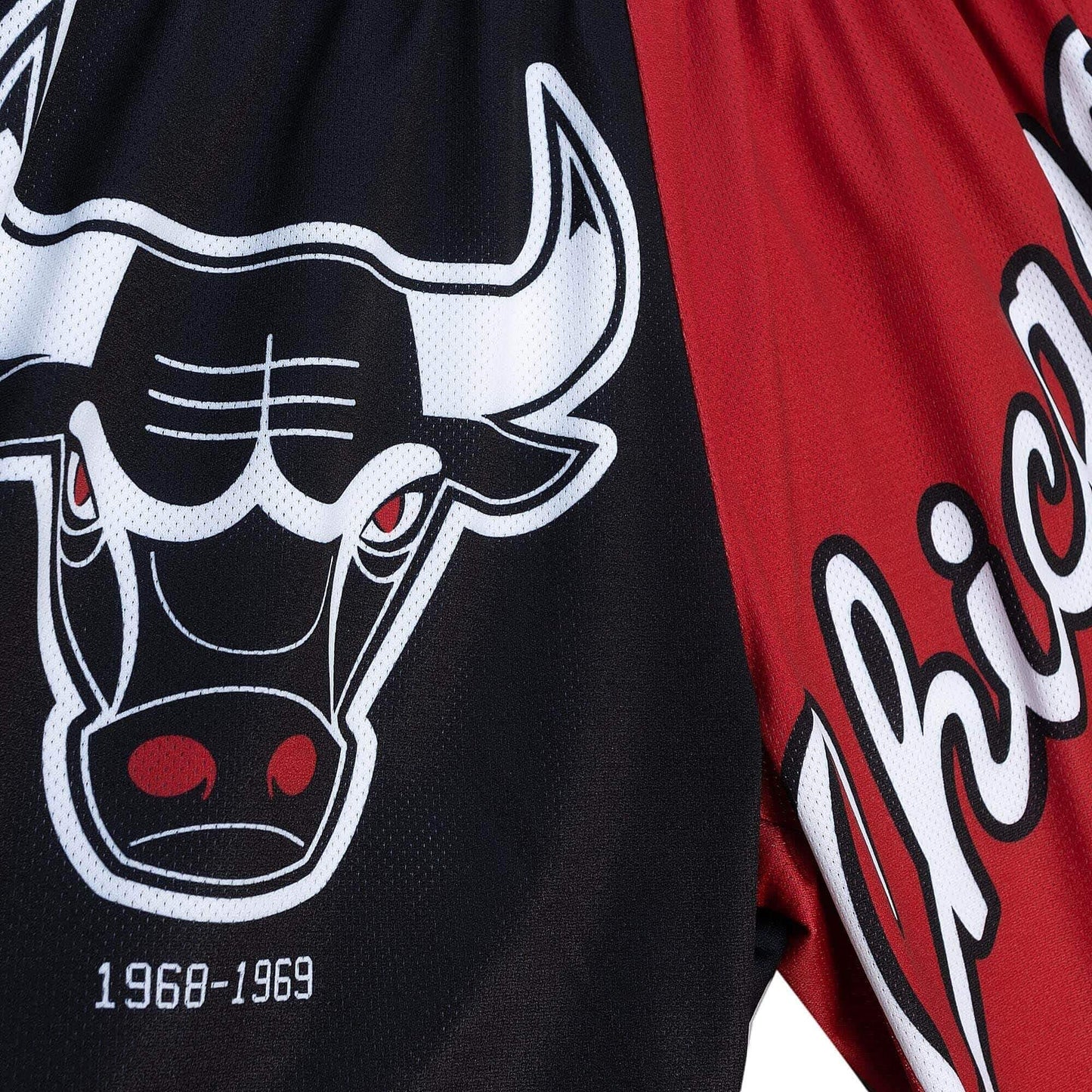 Detské basketbalové šortky Mitchell And Ness NBA Big Face Shorts 5.0 Chicago Bulls čierna/červená od 8 do 20 rokov