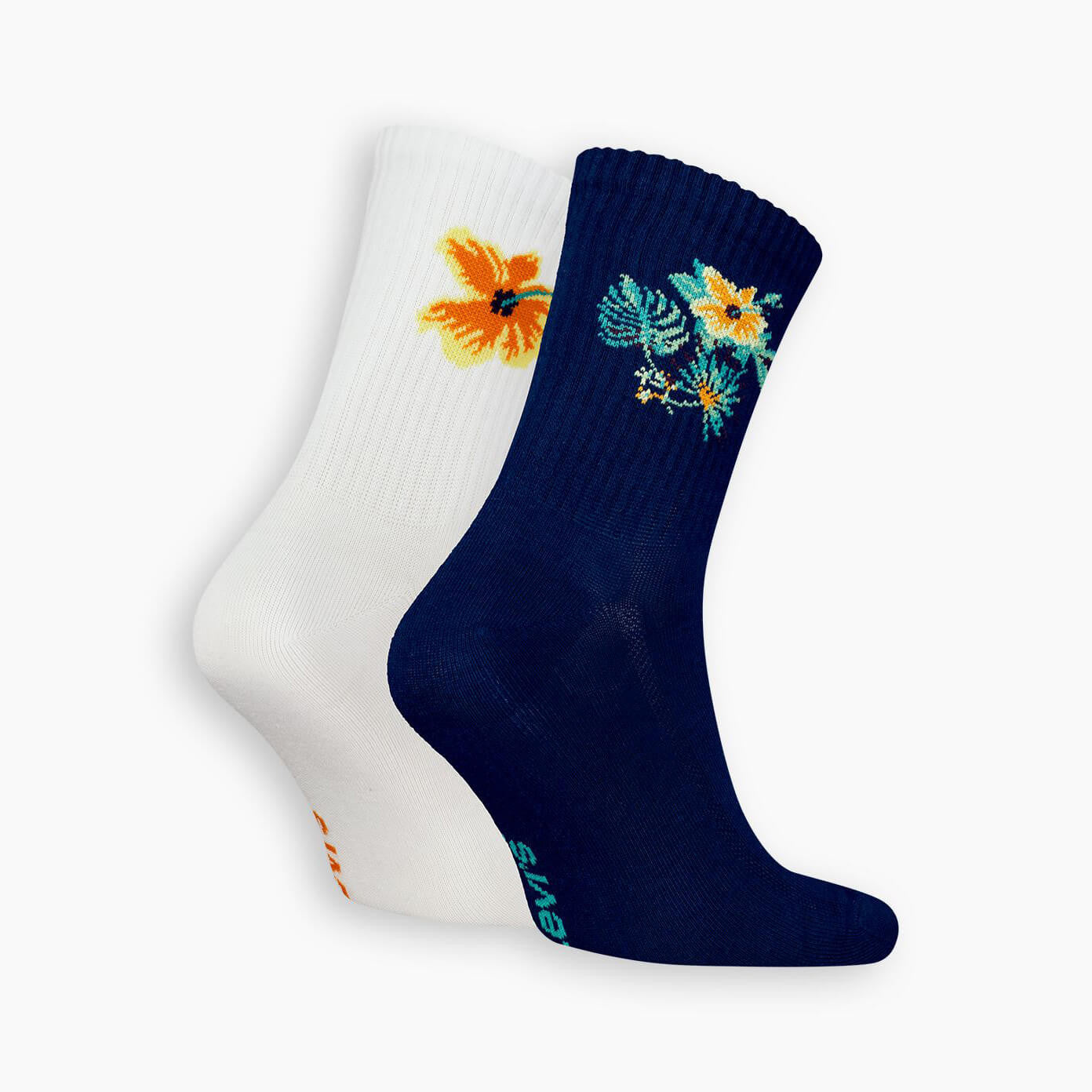 Ponožky Levis Short Cut Placed Flower 2 páry biele/tmavomodré