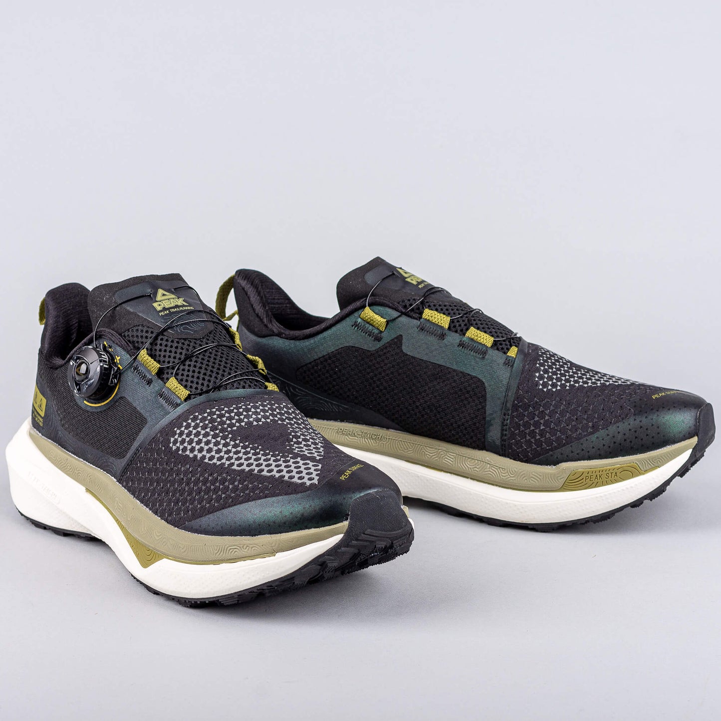 Bežecké trailové tenisky Peak Trail Running Shoes Taichi-Orographic Exploration-Fearless Version Black/Chrome Green