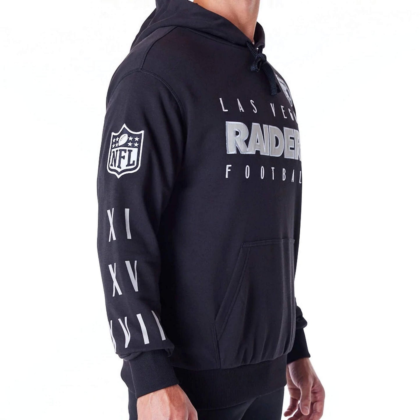 Mikina s kapucňou New Era NFL Las Vegas Raiders Patch Black Oversized Pullover Hoodie čierna