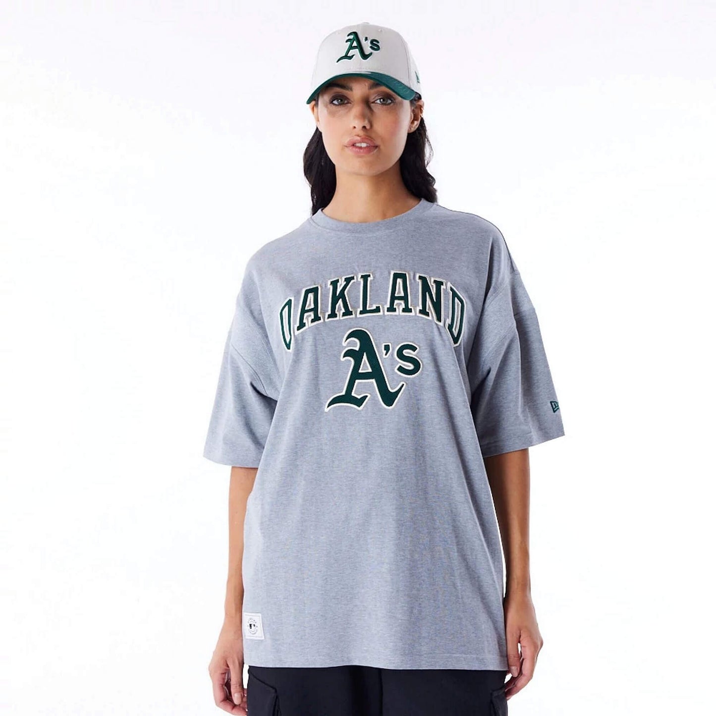 Tričko New Era MLB Oakland Athletics Rib Infill Grey Oversized T-Shirt šedé