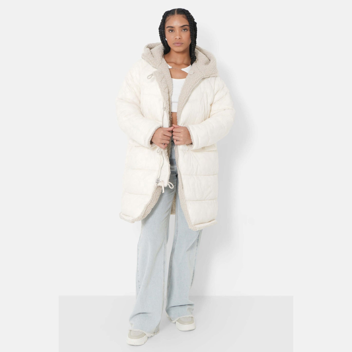 Sixth June Reversible Coat W/ Borg Linin Off White