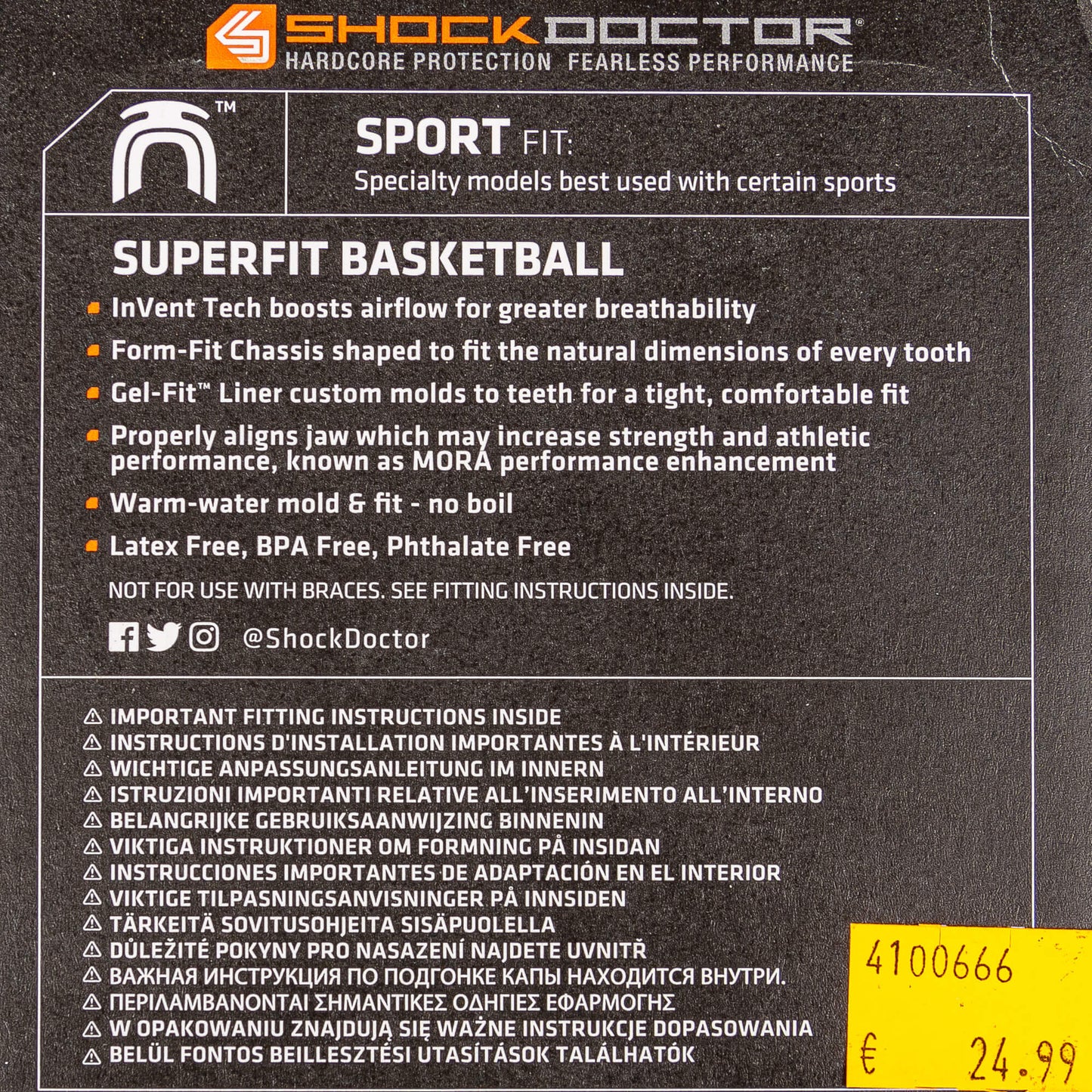 Chránič zubov Shock Doctor SuperFit Basketball Mouthguard clear