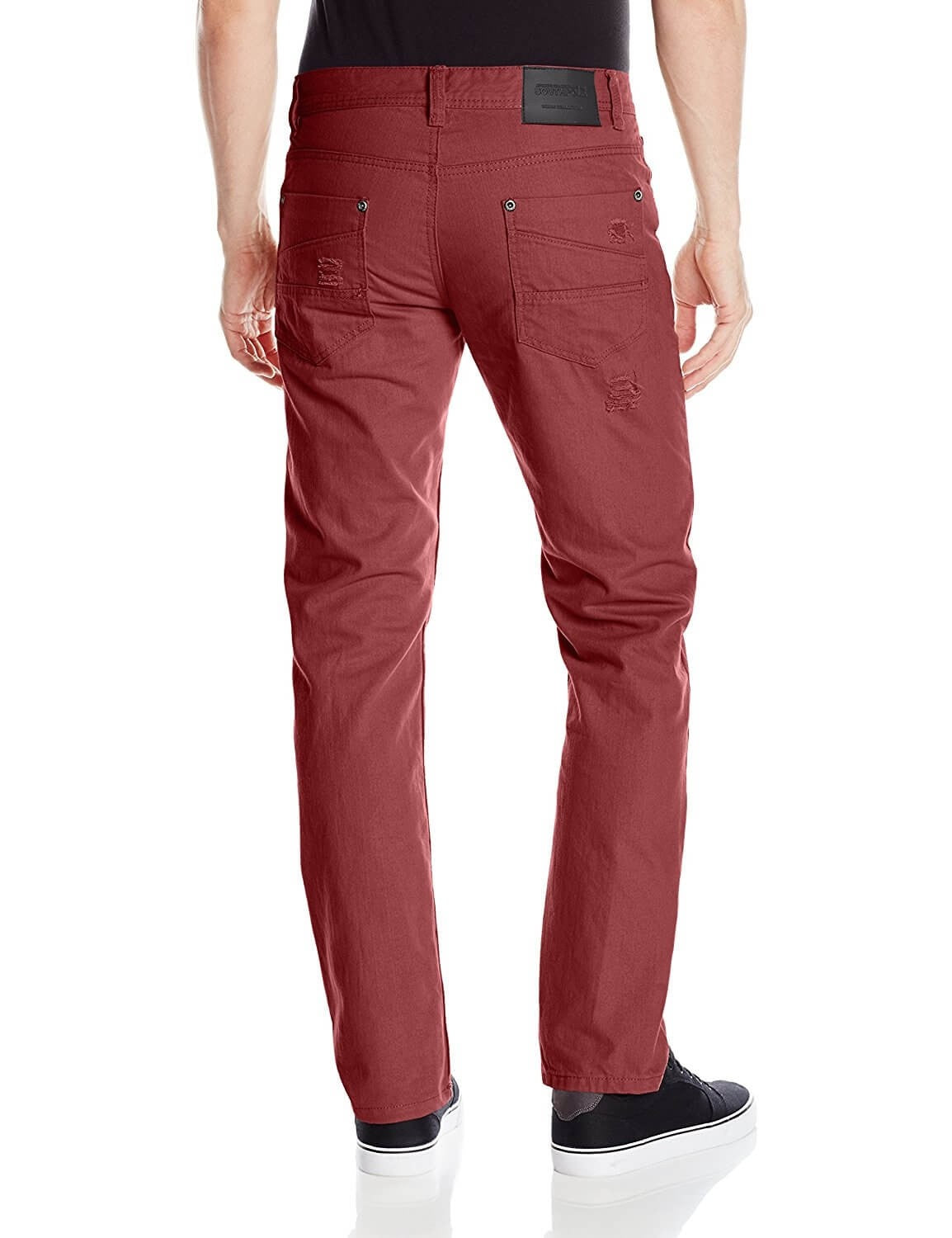 SOUTH POLE RIPPED NON DENIM PANT BURGUNDY