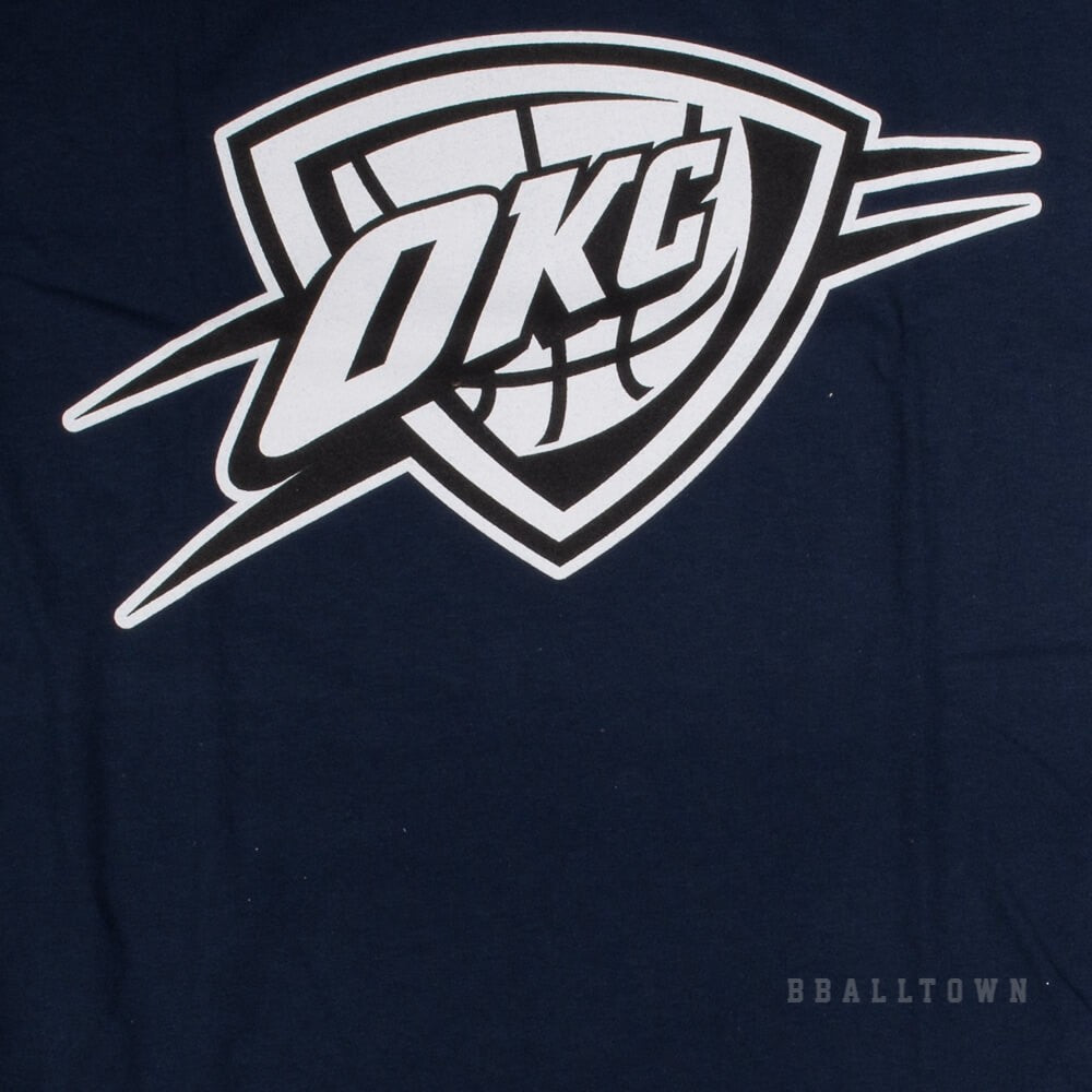 Mitchell & Ness Black And White Logo Traditional Tee Okc Thunder Navy