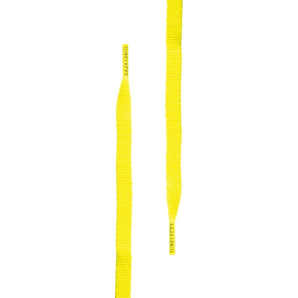Ploché šnúrky do topánok Tubelaces White Flat 140 cm neónovo-žlté