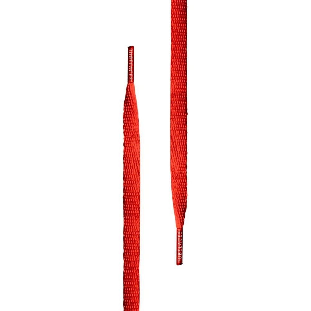 Ploché šnúrky do topánok Tubelaces White Flat 140 cm červené