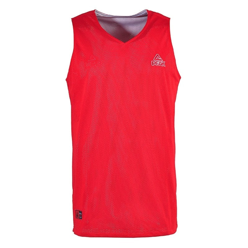 Obojstranná basketbalová súprava (dres + trenírky) PEAK Basketball MATCH REVERSIBLE SET bielo-červená