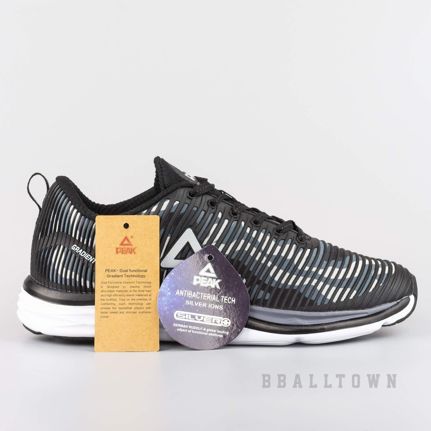 Bežecké tenisky PEAK CUSHION RUNNING SHOES BLACK/GREY - EW74028H