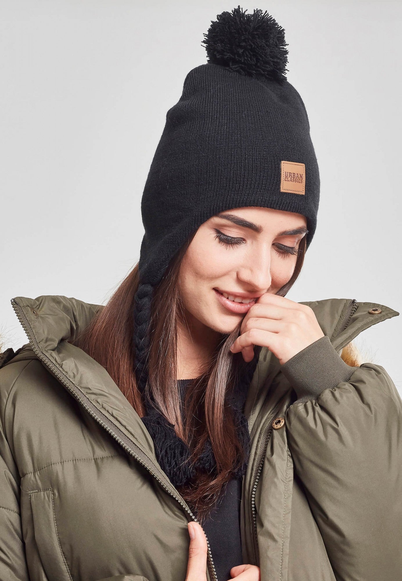 Urban Classics Pompom Knit Beanie Black