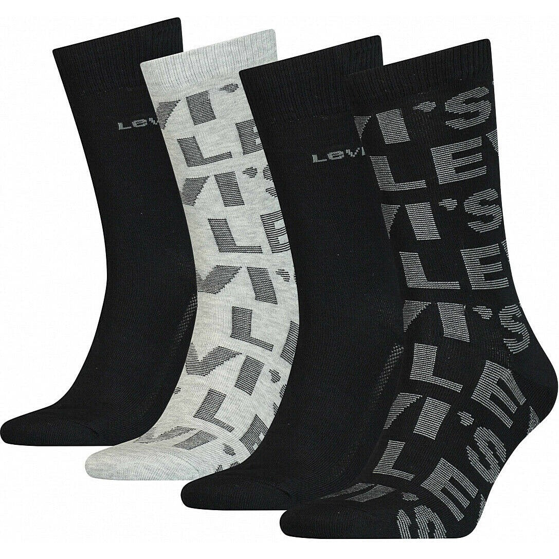 Ponožky Levis Giftbox Reg Cut Logo Aop 4 páry čierne/šedé