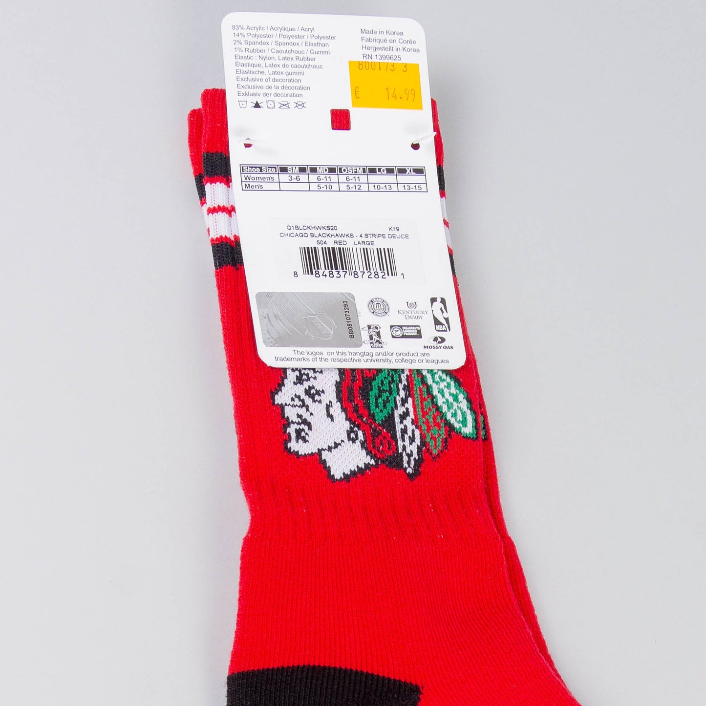 FBF Originals NHL 4 Stripes Crew Socks Chicago Blackhawks