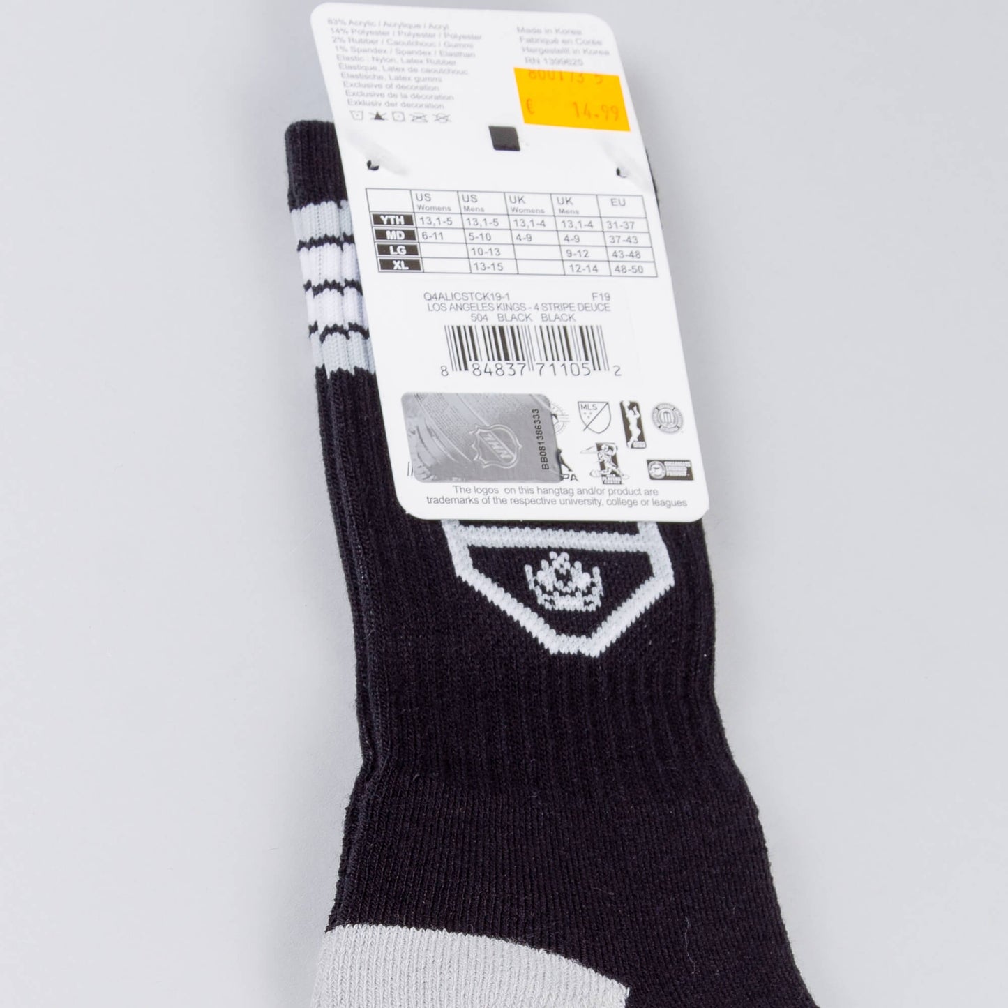 Ponožky FBF Originals NHL 4 Stripes Crew Socks Los Angeles Kings čierne