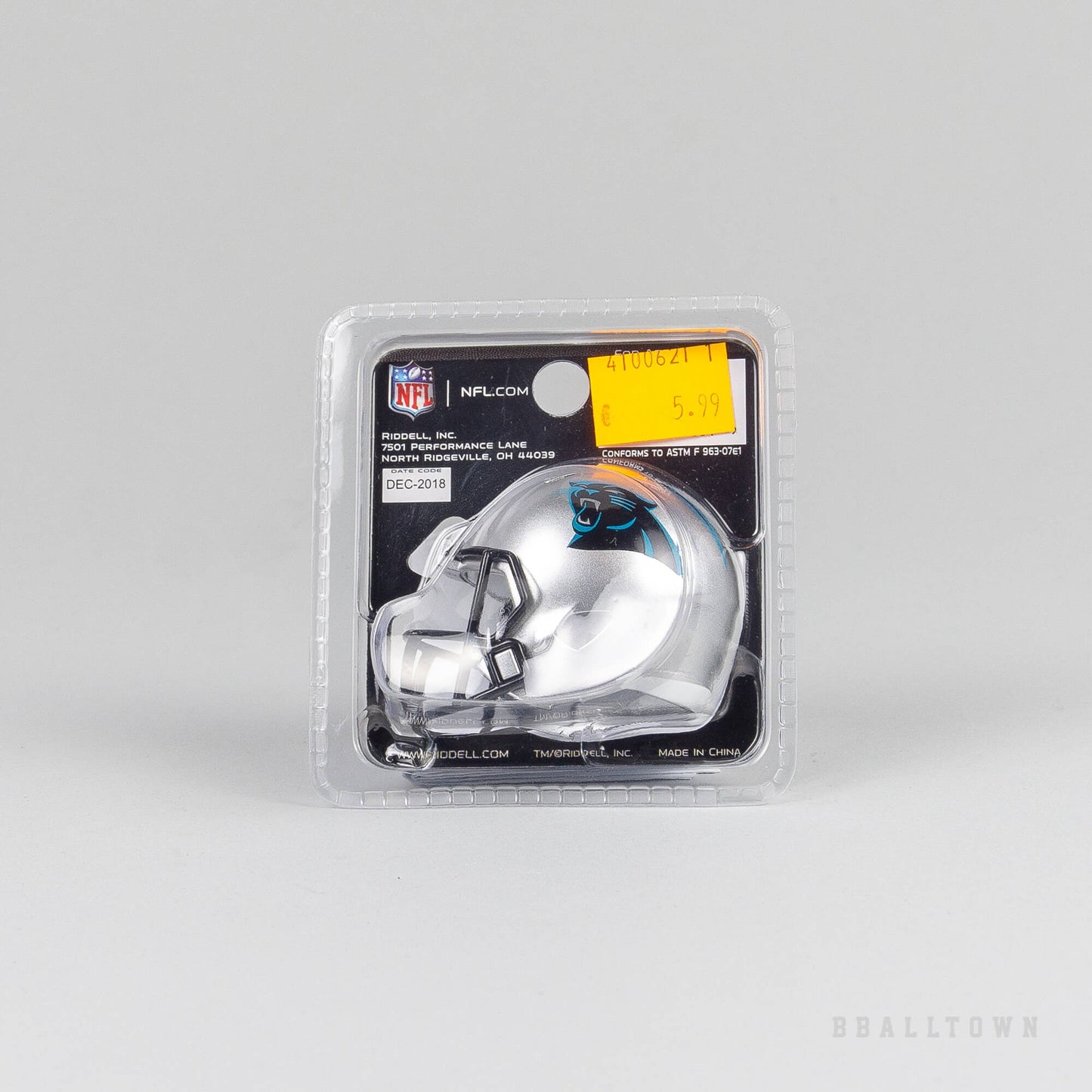 Mini helma NFL Riddell Pocket Size Single Helmet Carolina Panthers