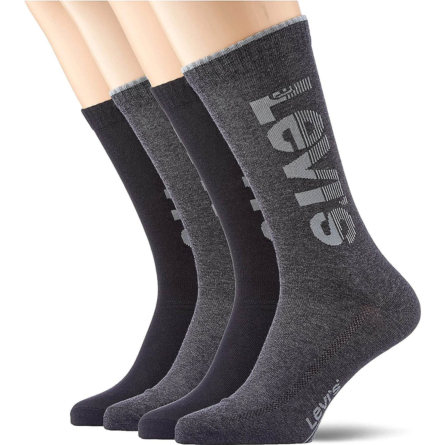 Ponožky Levis Reg Cut Diagonal Logo 2 páry tmavošedé/čierne