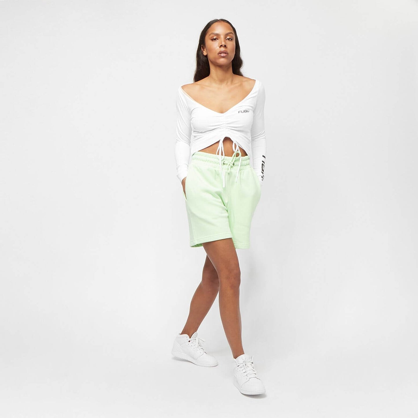 FUBU Corporate Gathered LS white white