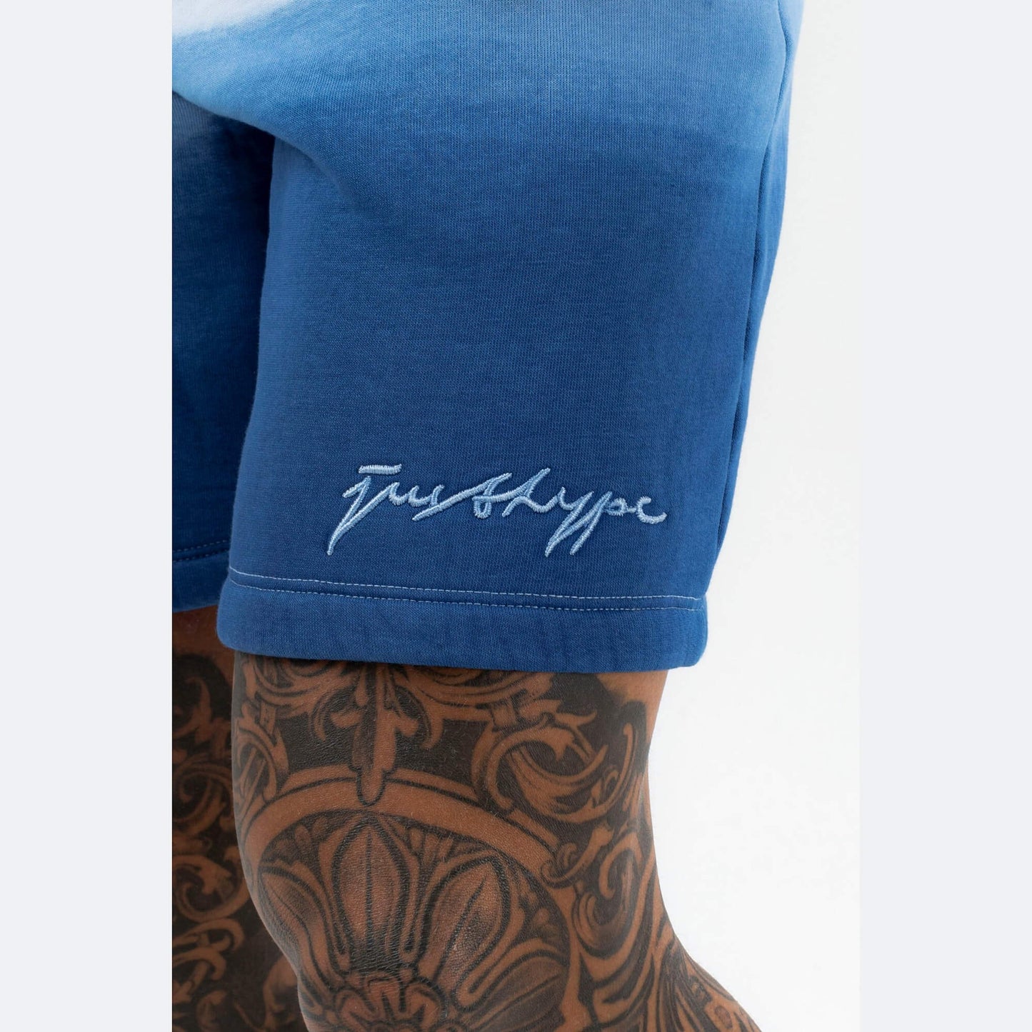 Hype Mens Blue Lake Fade Scribble Shorts Blue