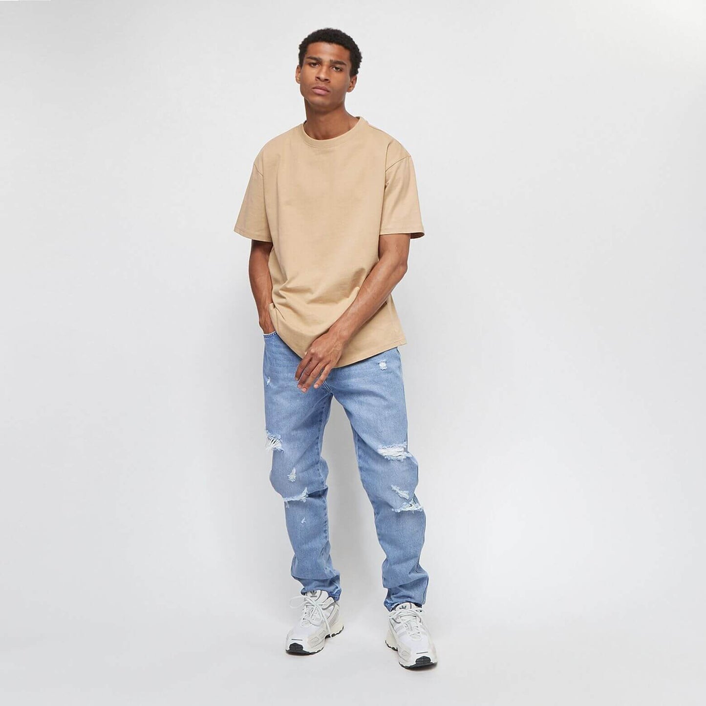 Džínsy Sean John Script Logo Distressed Denim light blue bledo modré