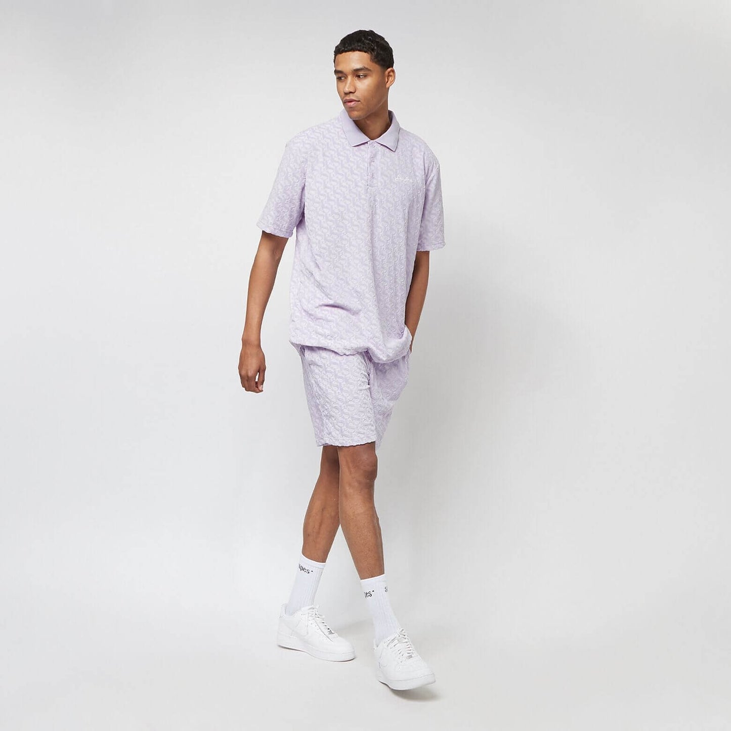 Sean John Monogram Logo Devoré Velours Poloshirt lilac