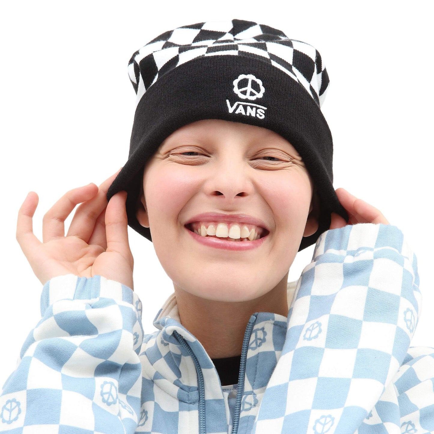VANS BREAKIN OUT BEANIE PEACE CHECK BLACK/WHITE/WHITE