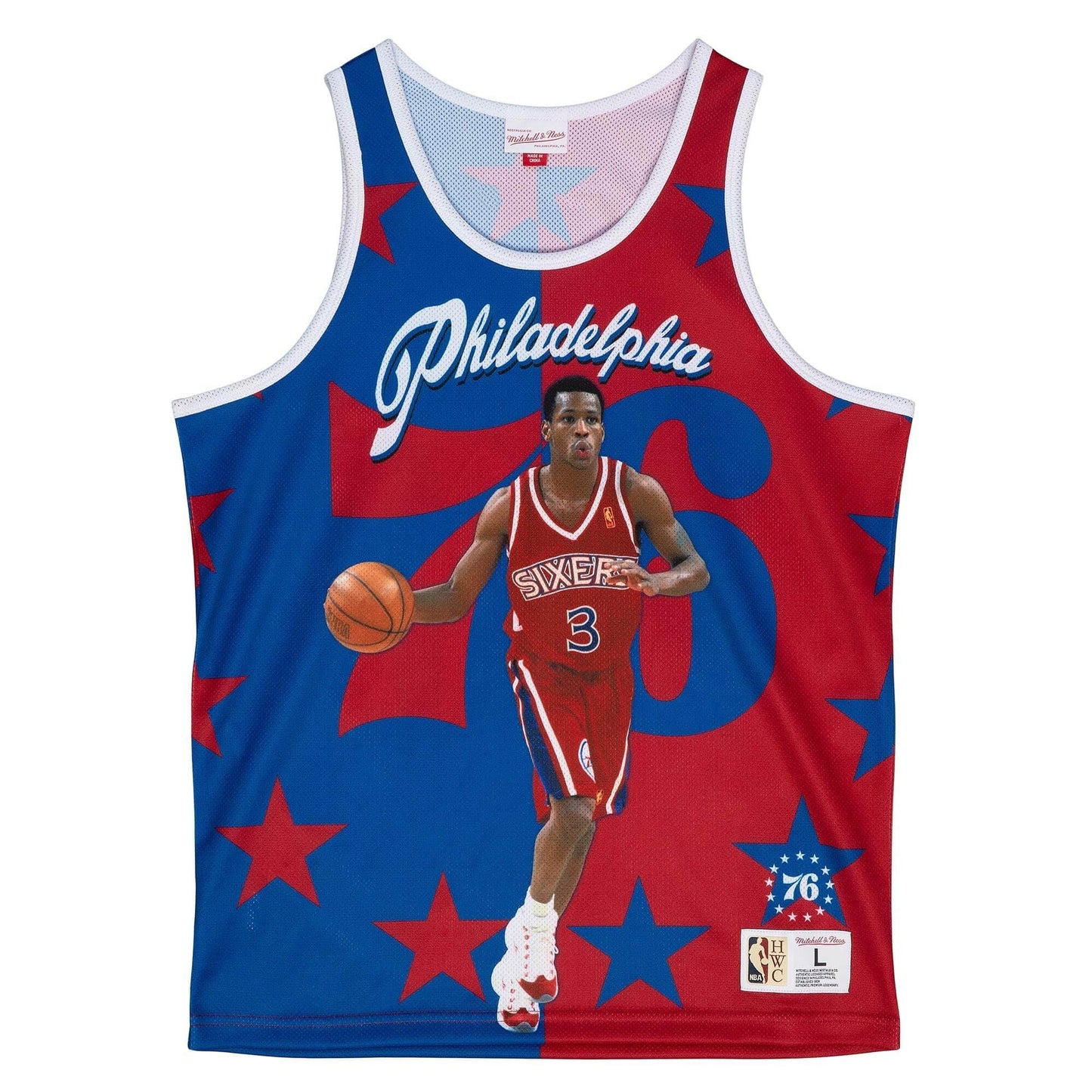 Mitchell & Ness NBA Sublimated Player Tank Allen Iverson Philadelphia 76Ers Royal/Red