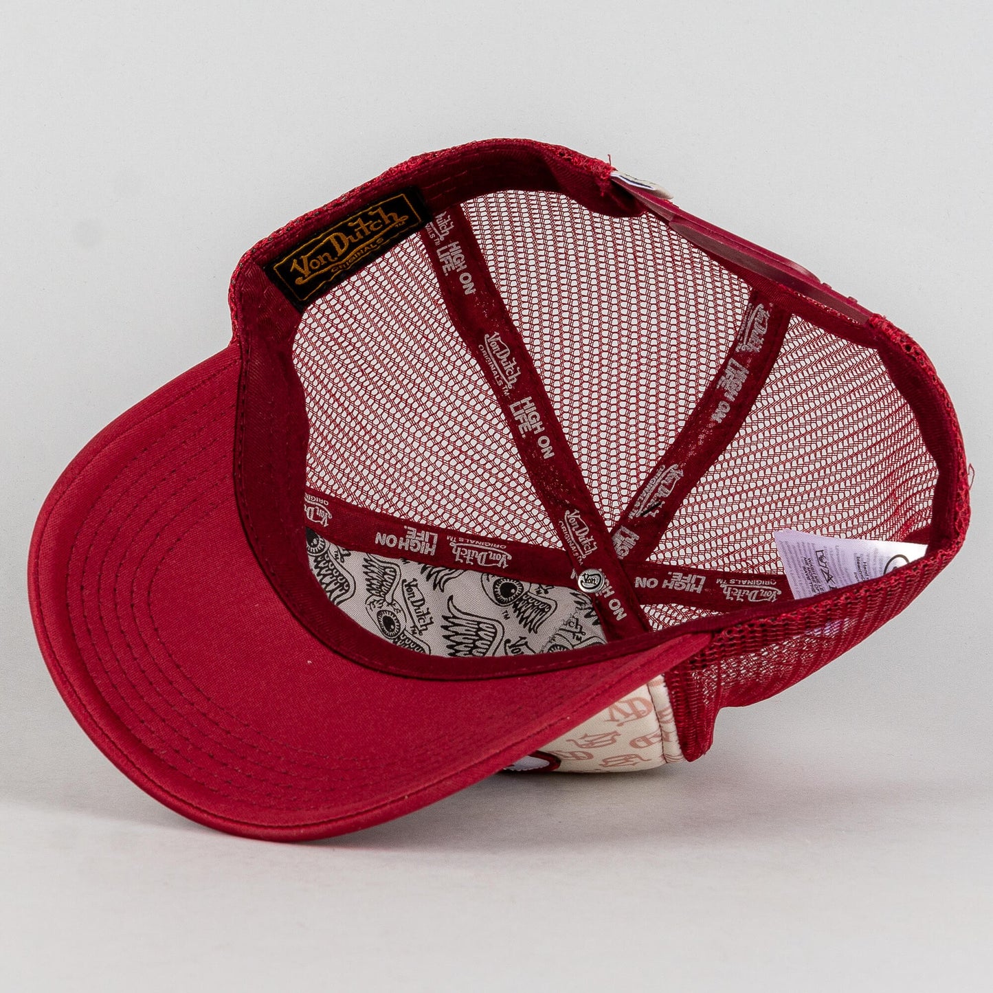 Šiltovka so sieťkou Von Dutch Originals Tampa Oval Patch béžová/červená