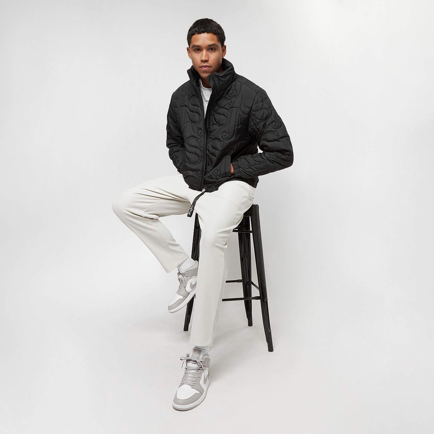 Zimná bunda SEAN JOHN Monogram Quilting Puffer jacket black čierna