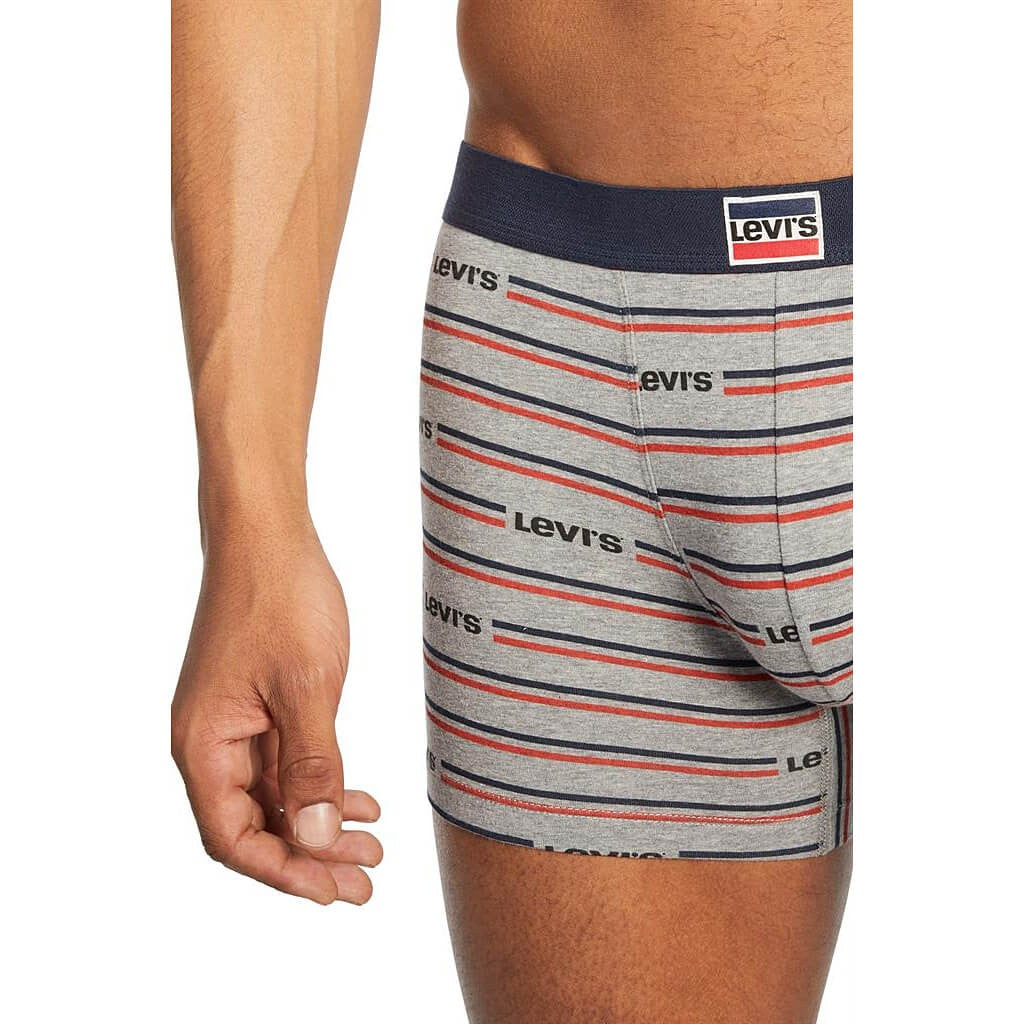 Súprava 2 kusov boxeriek Levi's® Organic Cotton Sprtswr Aop Boxer Brief šedé/tmavomodré