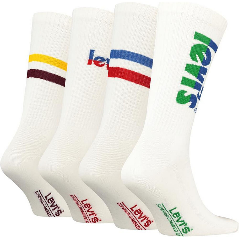 Ponožky v darčekovom balení Levis Giftbox Reg Cut Sport 4 páry krémovo biele