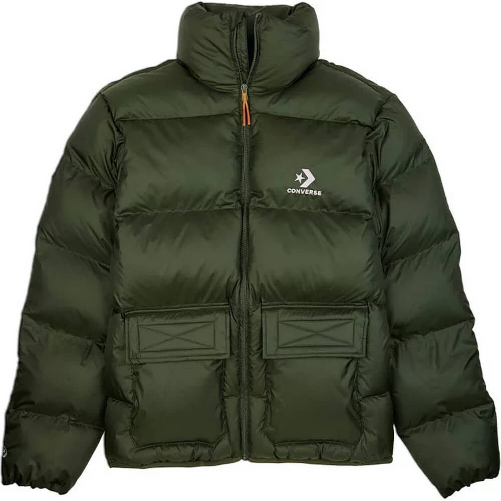 Prešívaná bunda Converse Patch Pocket Core Puffer zelená