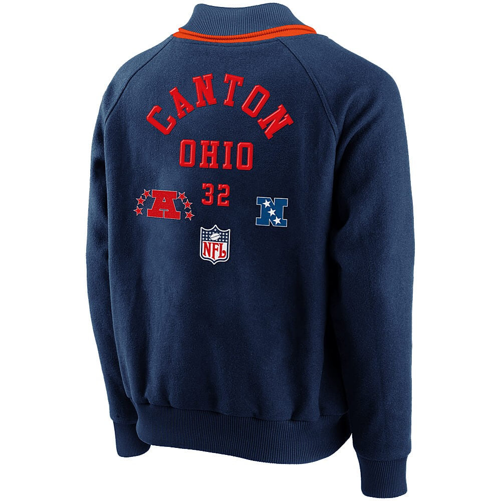 Bunda bomber Fanatics NFL True Classics Shield Letterman Jacket Navy tmavomodrá