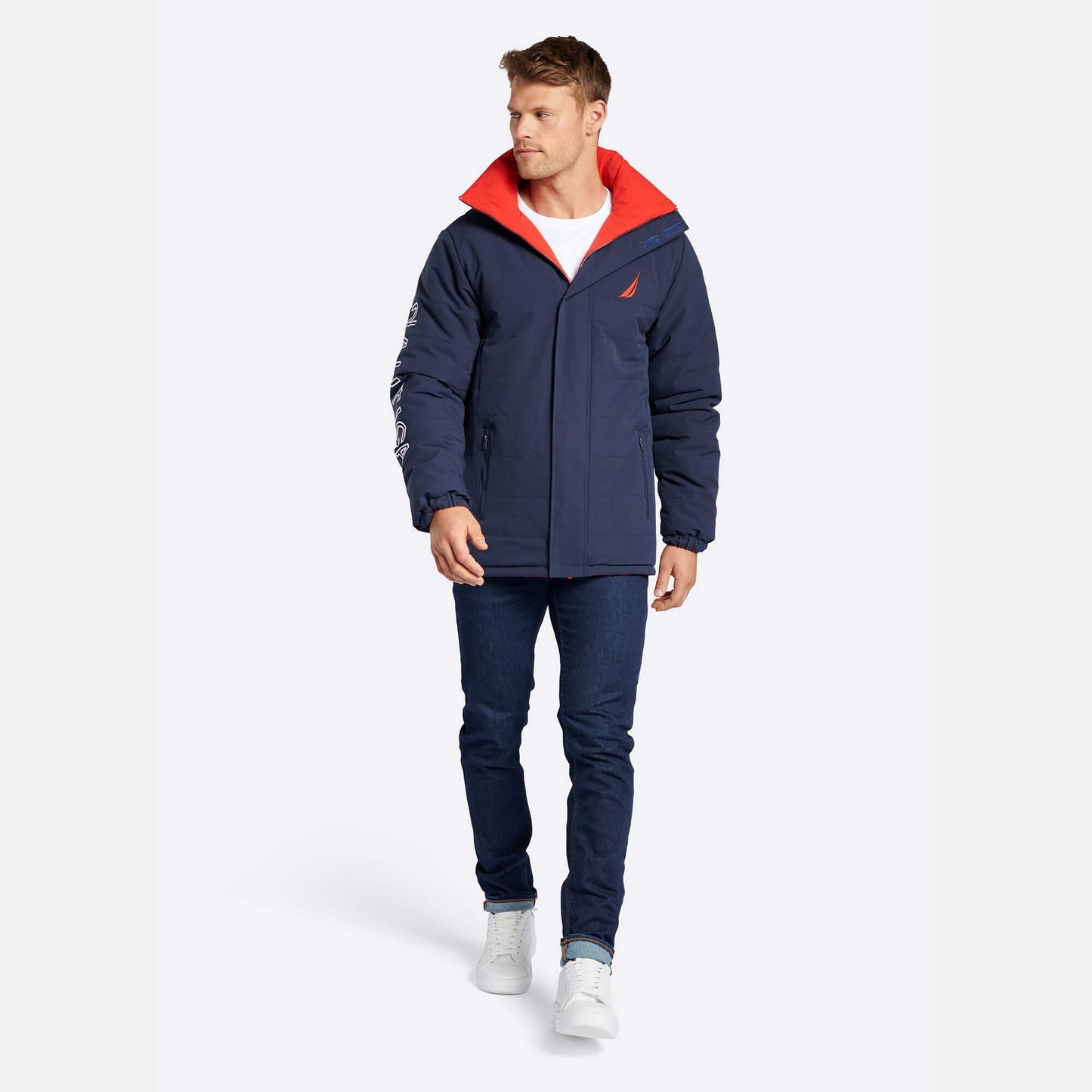 Obojstranná bunda Nautica Elgon Reversible Jacket tmavomodrá/červená