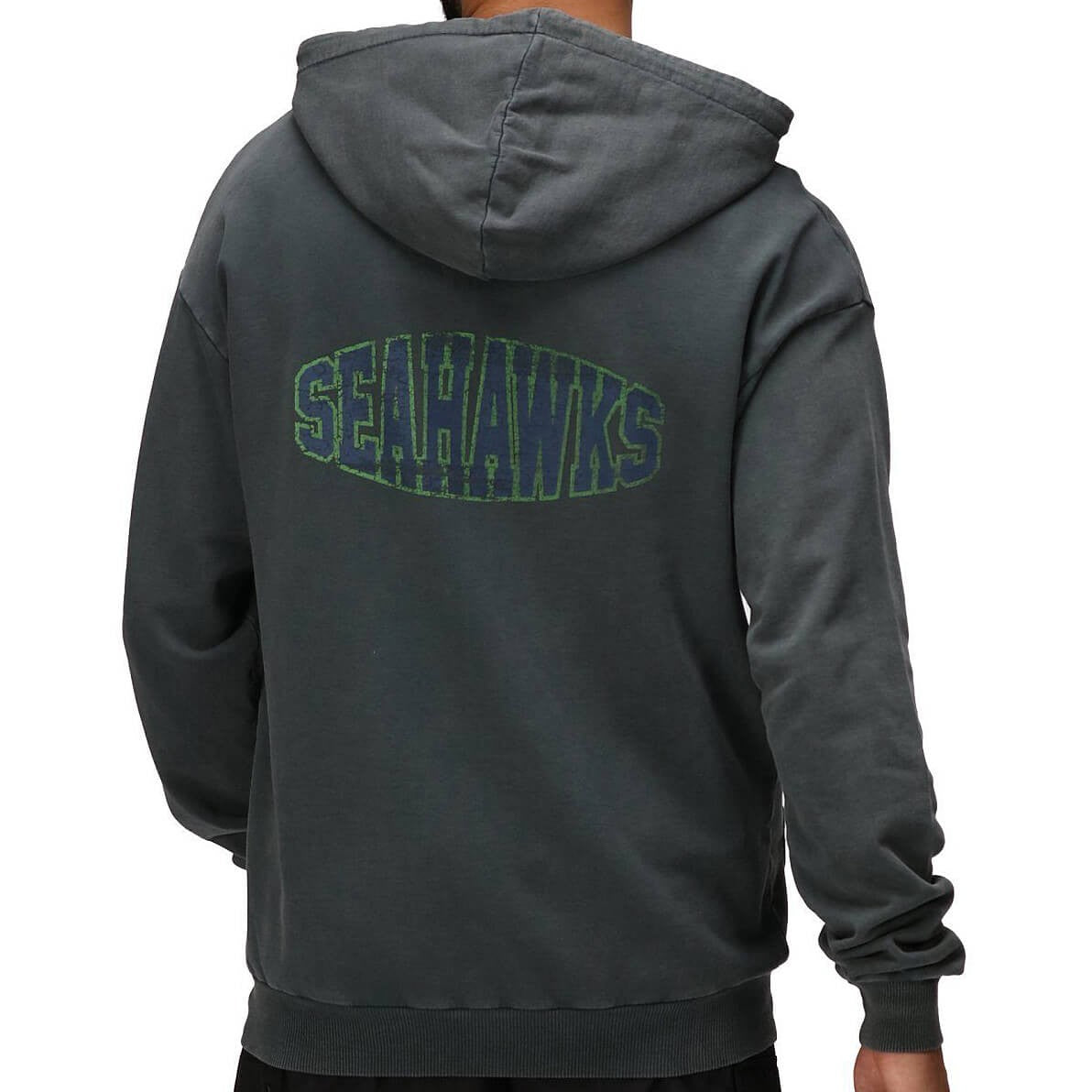 Mikina s kapucňou Re:Covered NFL Helmet Chest / College Backprint Hoody Seattle Seahawks tmavošedá
