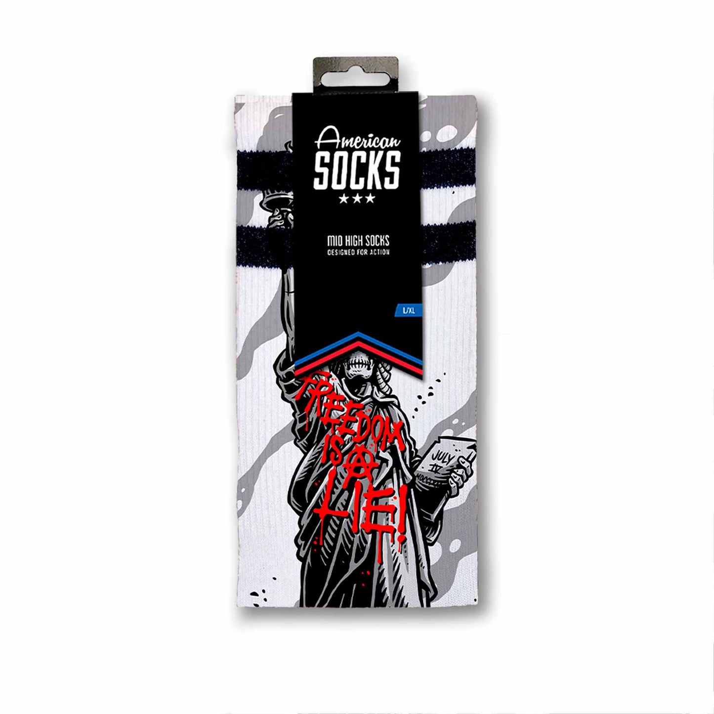 Ponožky American Socks Freedom is a lie - Mid High čierne