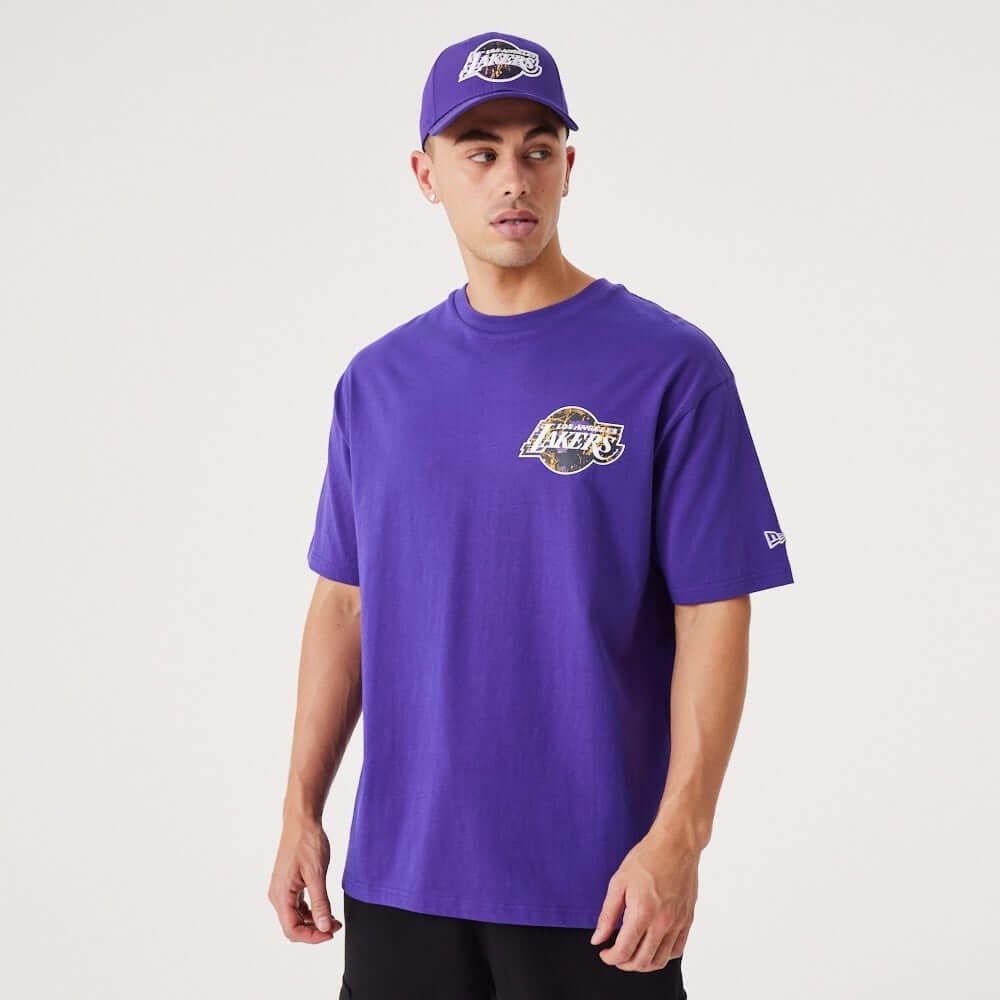 New Era Los Angeles Lakers NBA Infill Graphic Αθλητικό Ανδρικό T-shirt  Μαύρο με Στάμπα 60332294