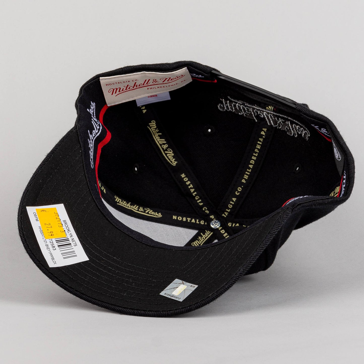 Mitchell & Ness NBA Blk/Blk Logo Classic Red Brooklyn Nets Black