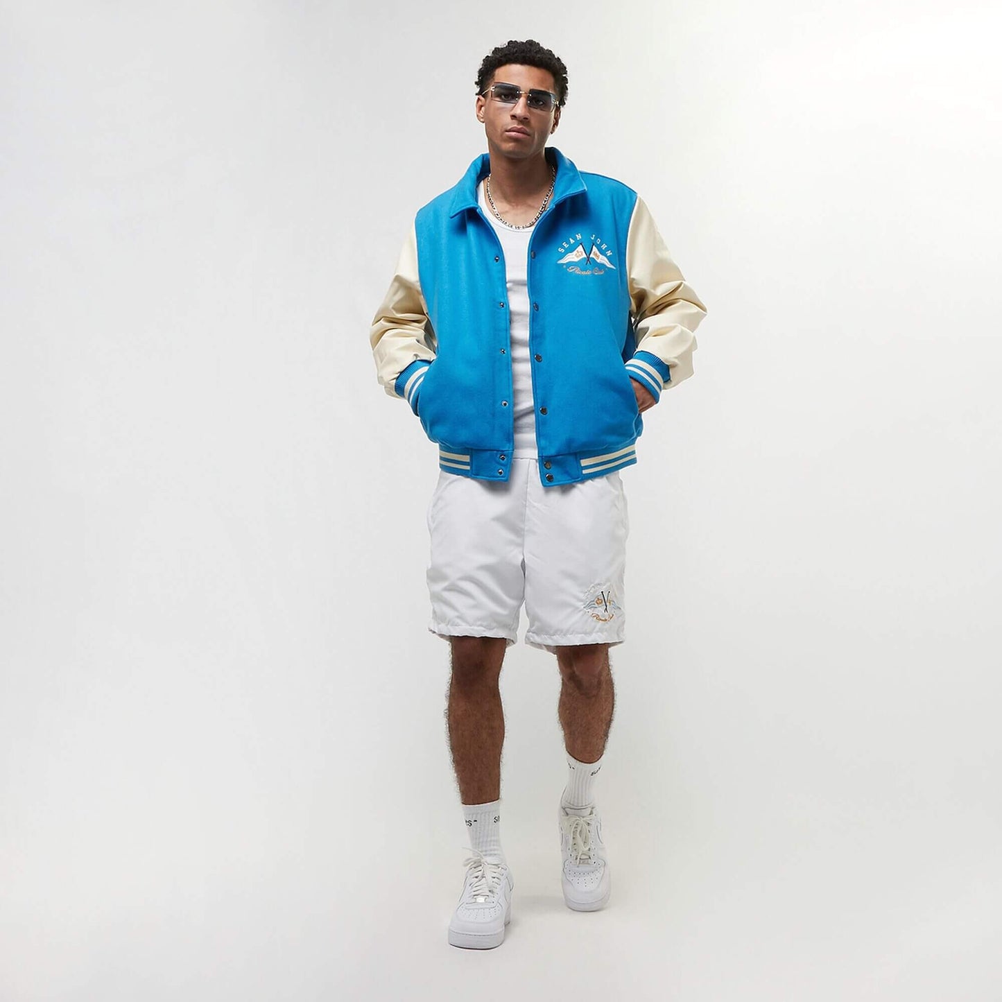 Zimná bunda bomber Sean John Yacht Club College jacket blue/sand modrá
