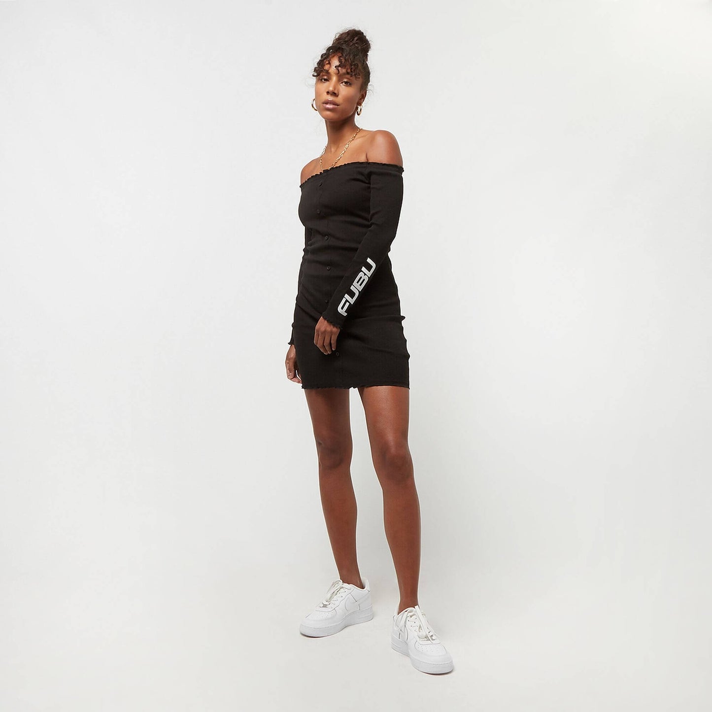 FUBU Corporate Rib Dress black/white