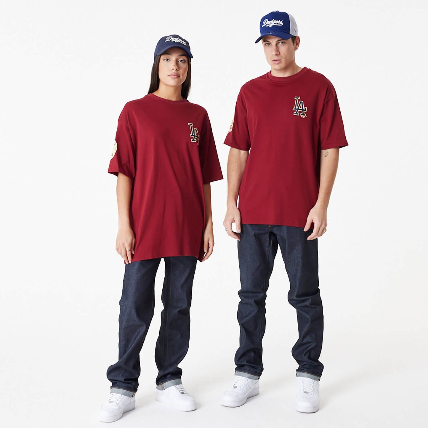 New Era MLB LA Dodgers MLB Large Logo Oversized Dark Red T-Shirt Red