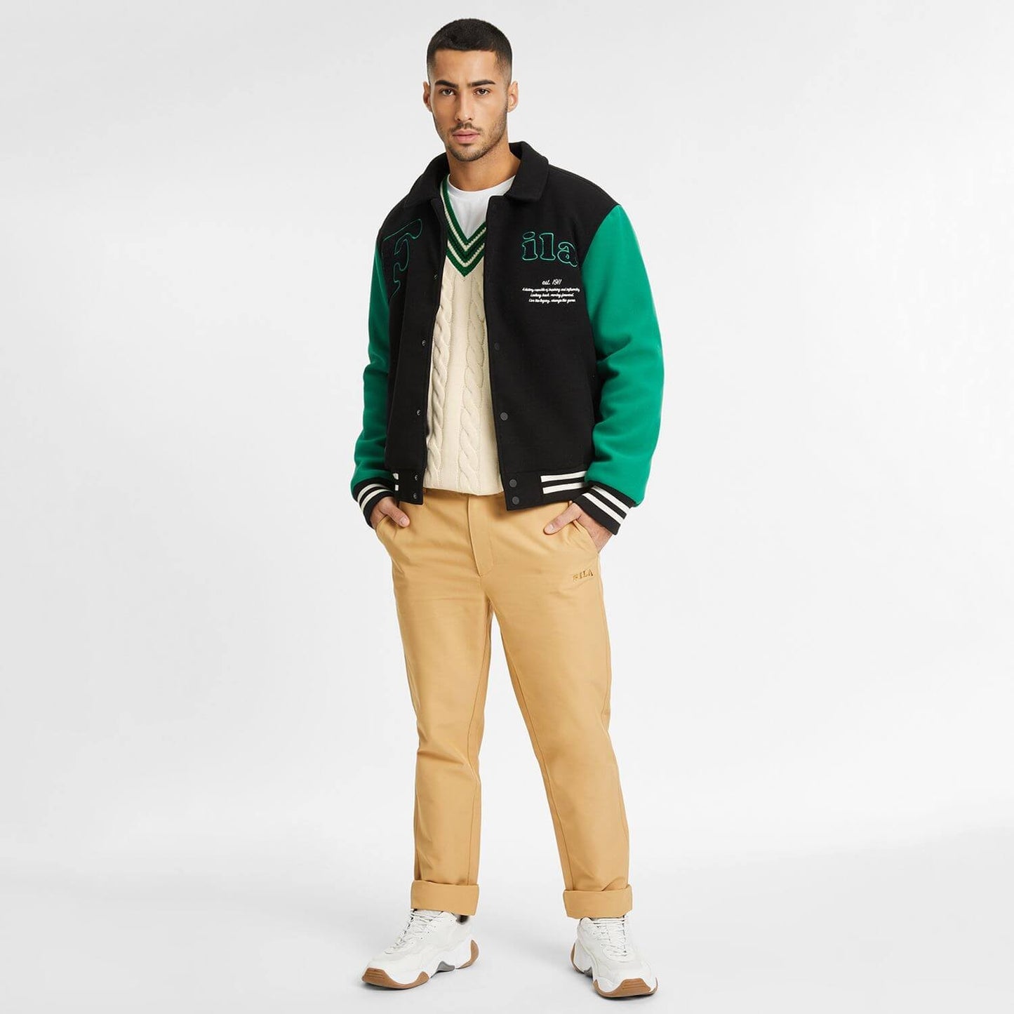 Pletený sveter FILA Taubate krémový