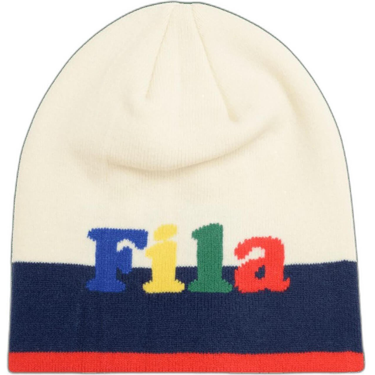 Zimná čiapka Fila Bowie Back To School Colorful Logo Intarsia Beanie krémovo-biela