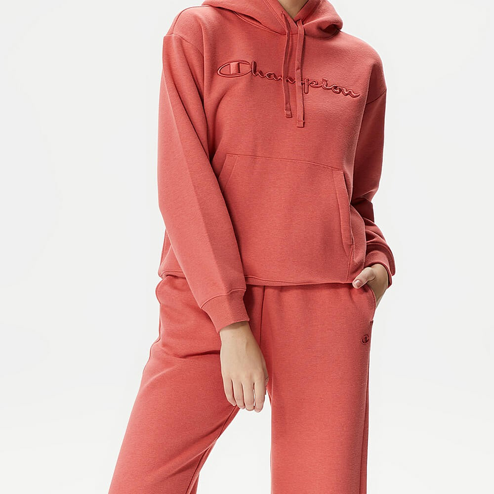 Dámska mikina s kapucňou Champion Tonal Logo Heavy Fleece Hoodie ružová