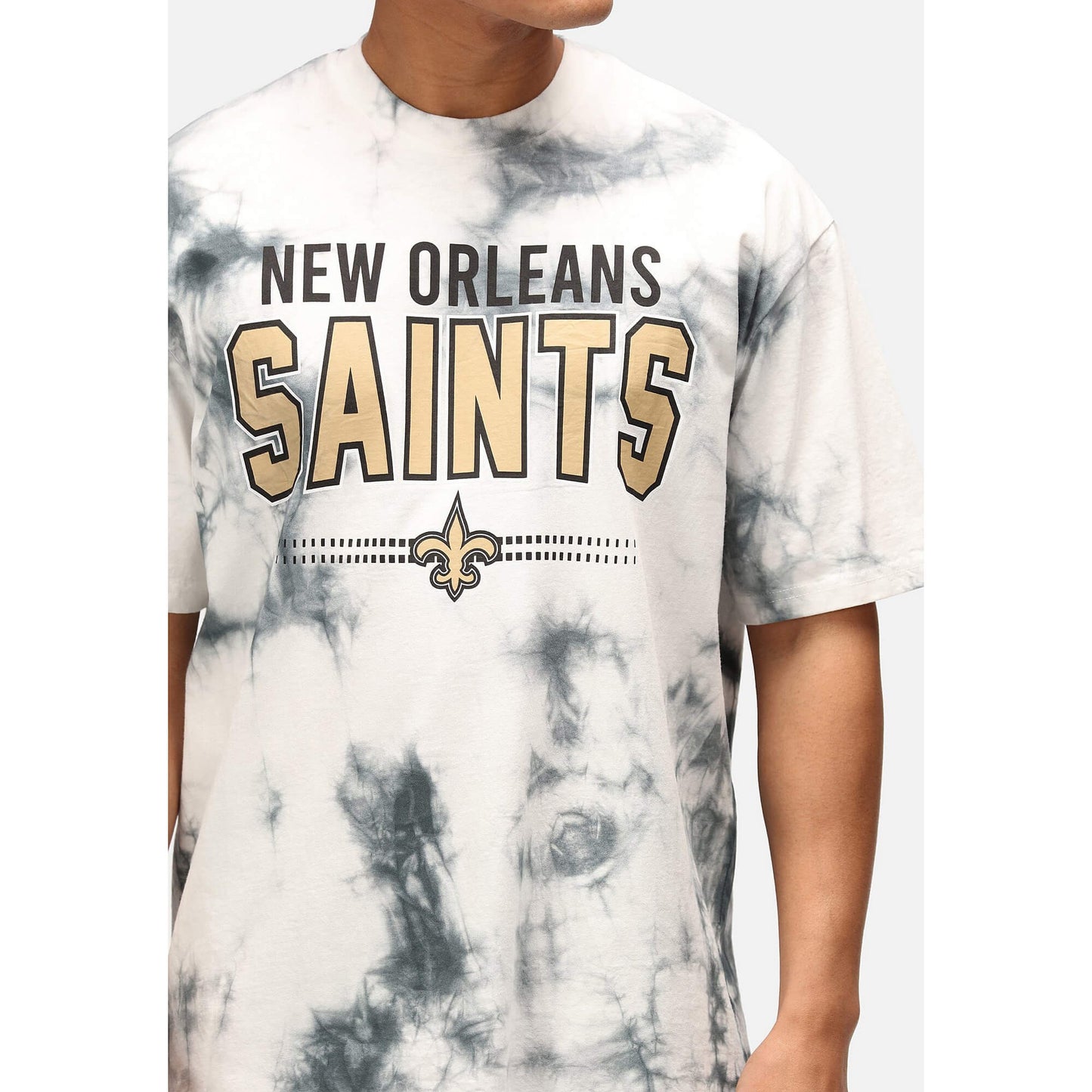 Re:Covered NFL Saints New Orleans Grey Tie Dye Relaxed T-Shirt