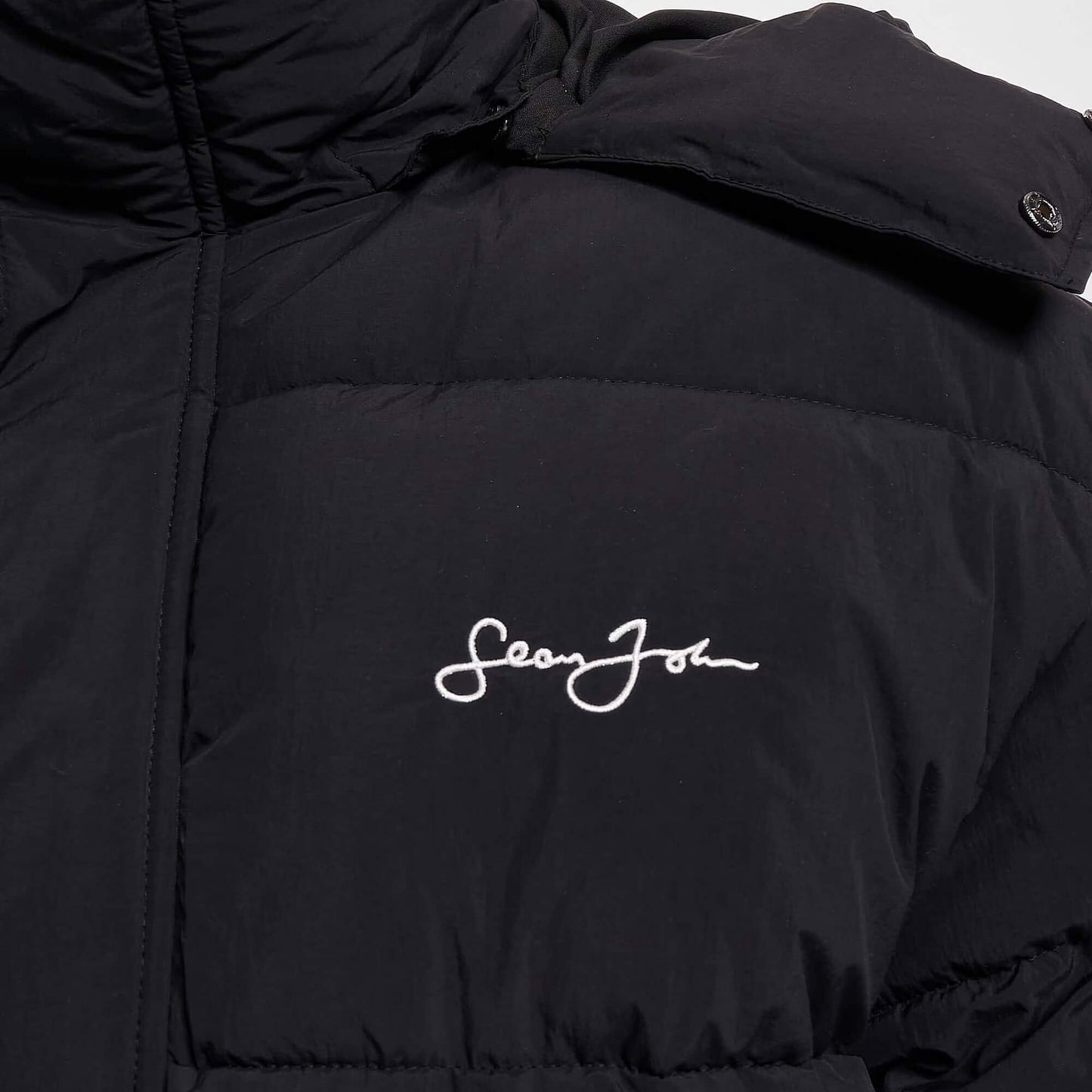 Zimná bunda Sean John Script Logo Hooded Puffer Jacket black čierna