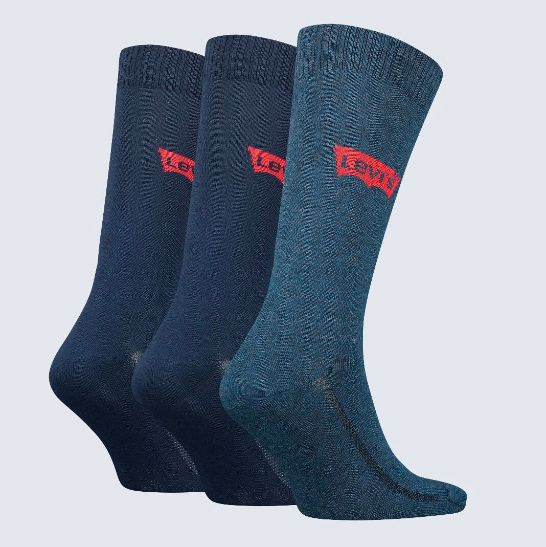 Ponožky Levis Regular Cut Batwing Logo Recycled Cotton 3 páry tmavomodré