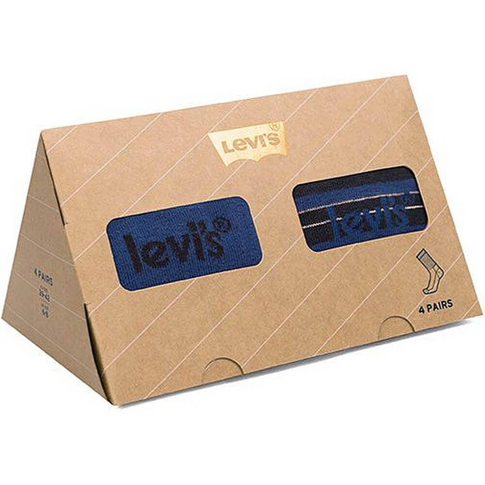 Ponožky Levis Giftbox Reg Cut Stripe 4 páry tmavomodré