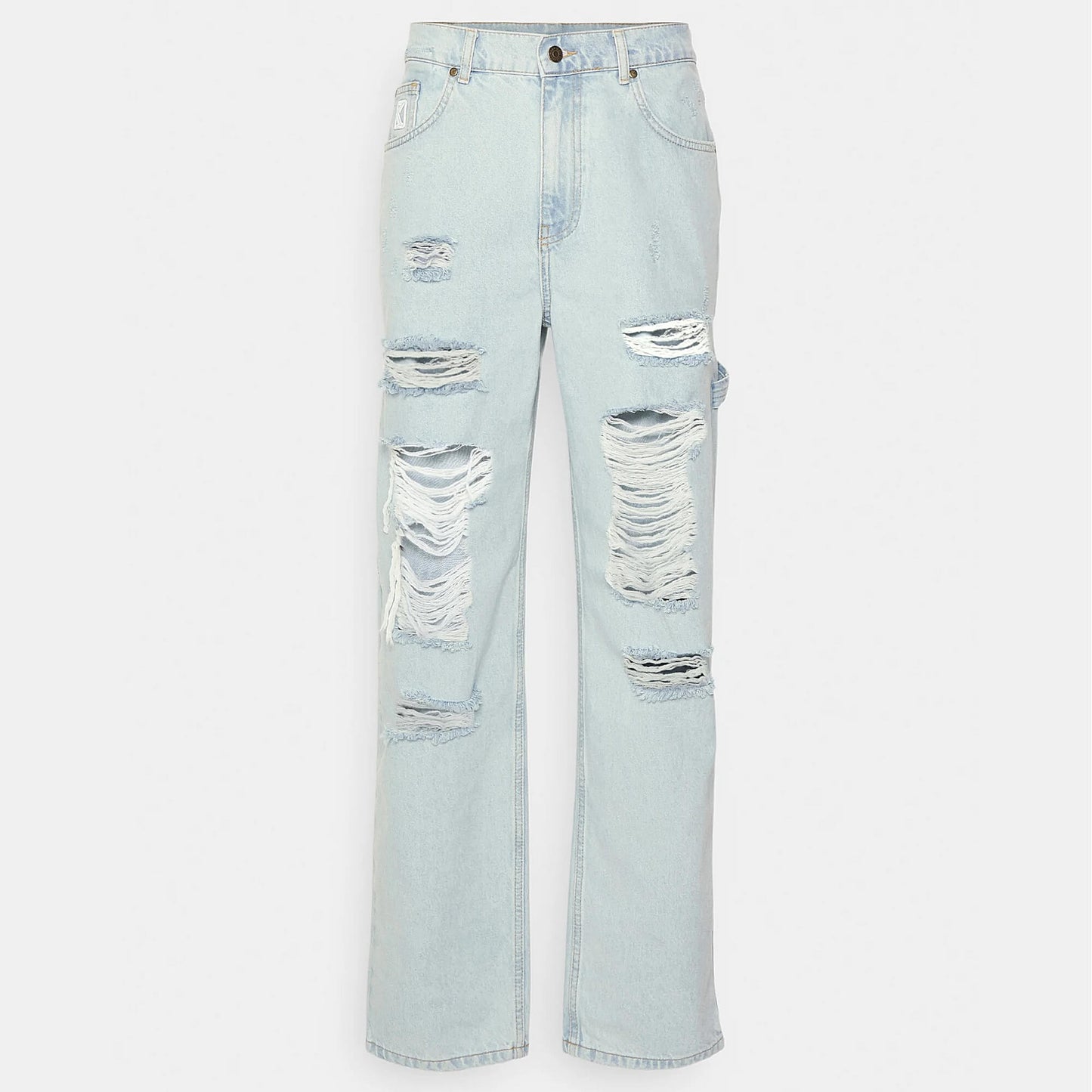 Džínsy Karl Kani KK Retro Baggy Workwear Heavy Distressed Denim bleached blue modré